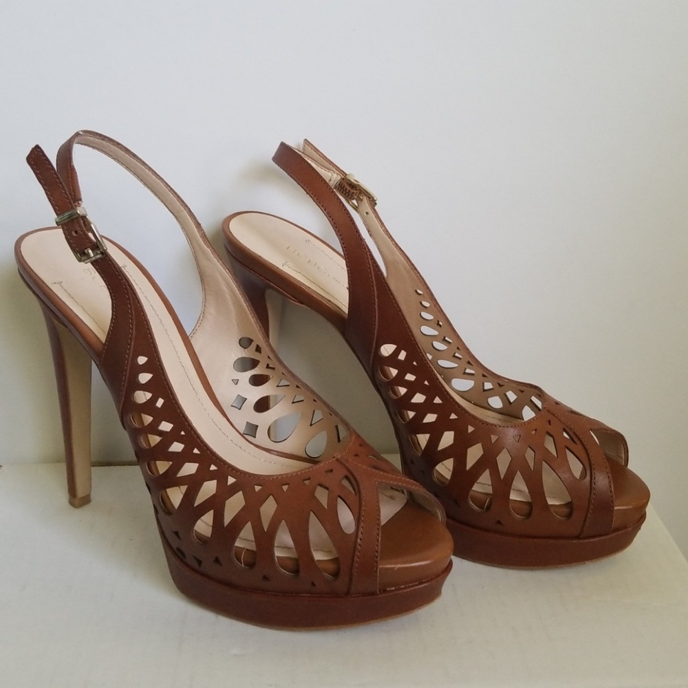 BCBGeneration Cutout Slingback Heels - Cognac 6.5 M